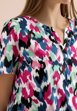 Shirt mit Split Neck im Tunika-Look