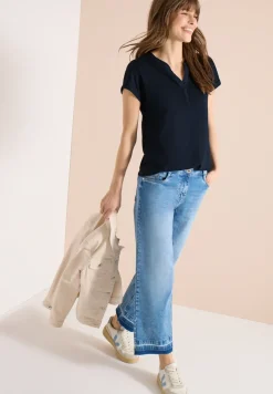 Shirt mit Split Neck im Tunika-Look