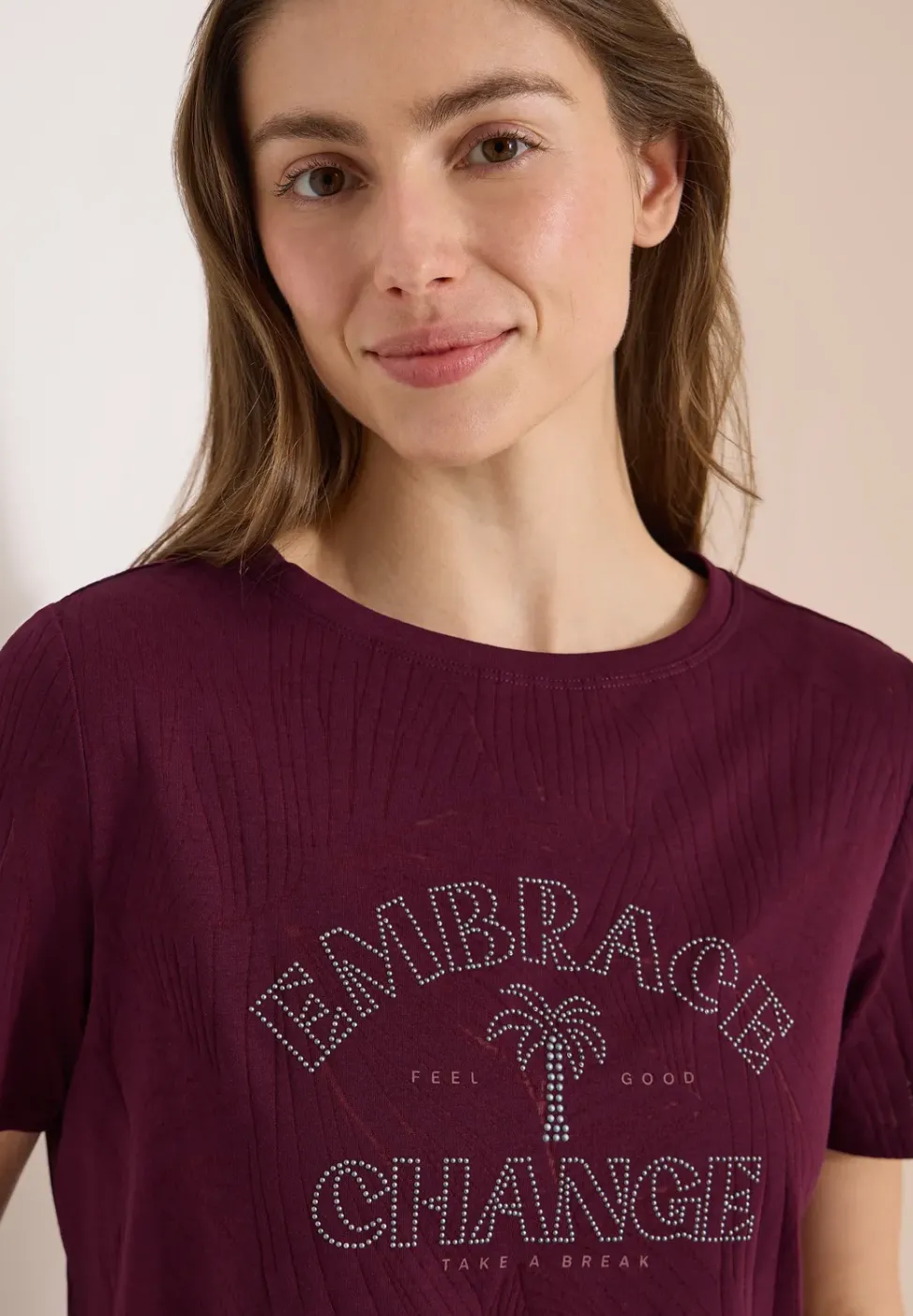 Shirt im Ausbrenner-Look mit Wording