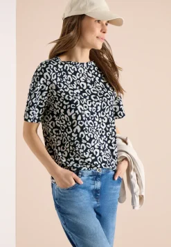 Shirt mit Boatneck und Leo-Print