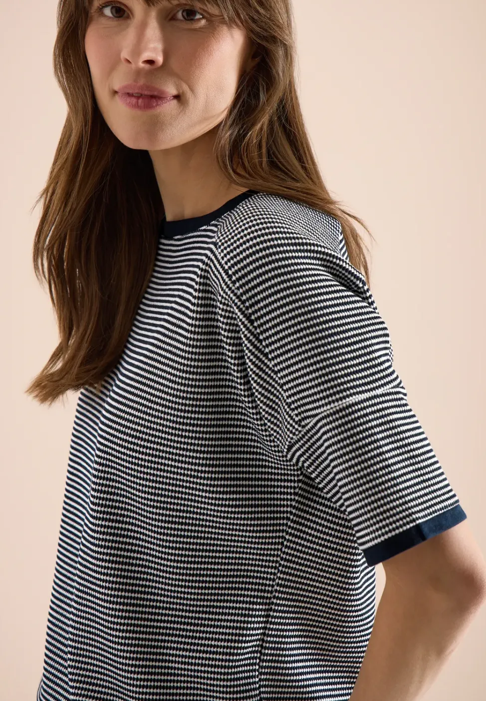 Shirt mit Boatneck und Struktur