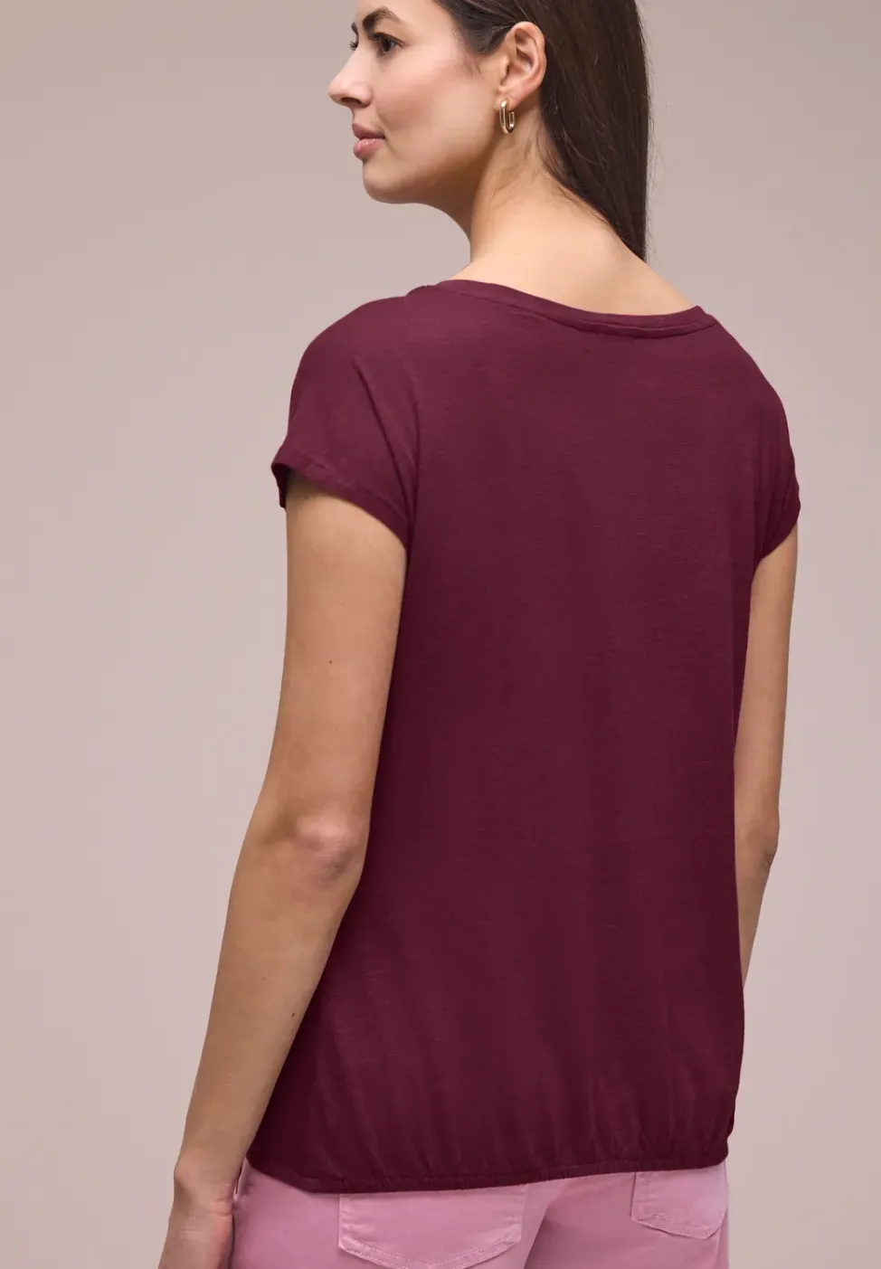 Shirt mit Rundhals und Raffung