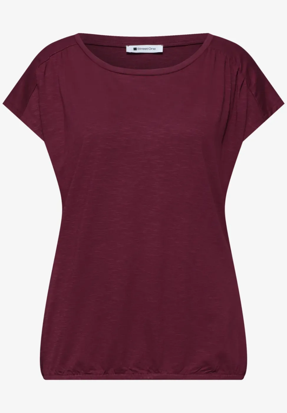 Shirt mit Rundhals und Raffung