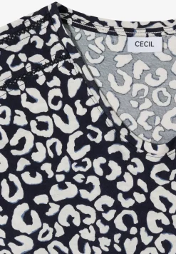 Shirt mit Spitzendetail und Leo-Print
