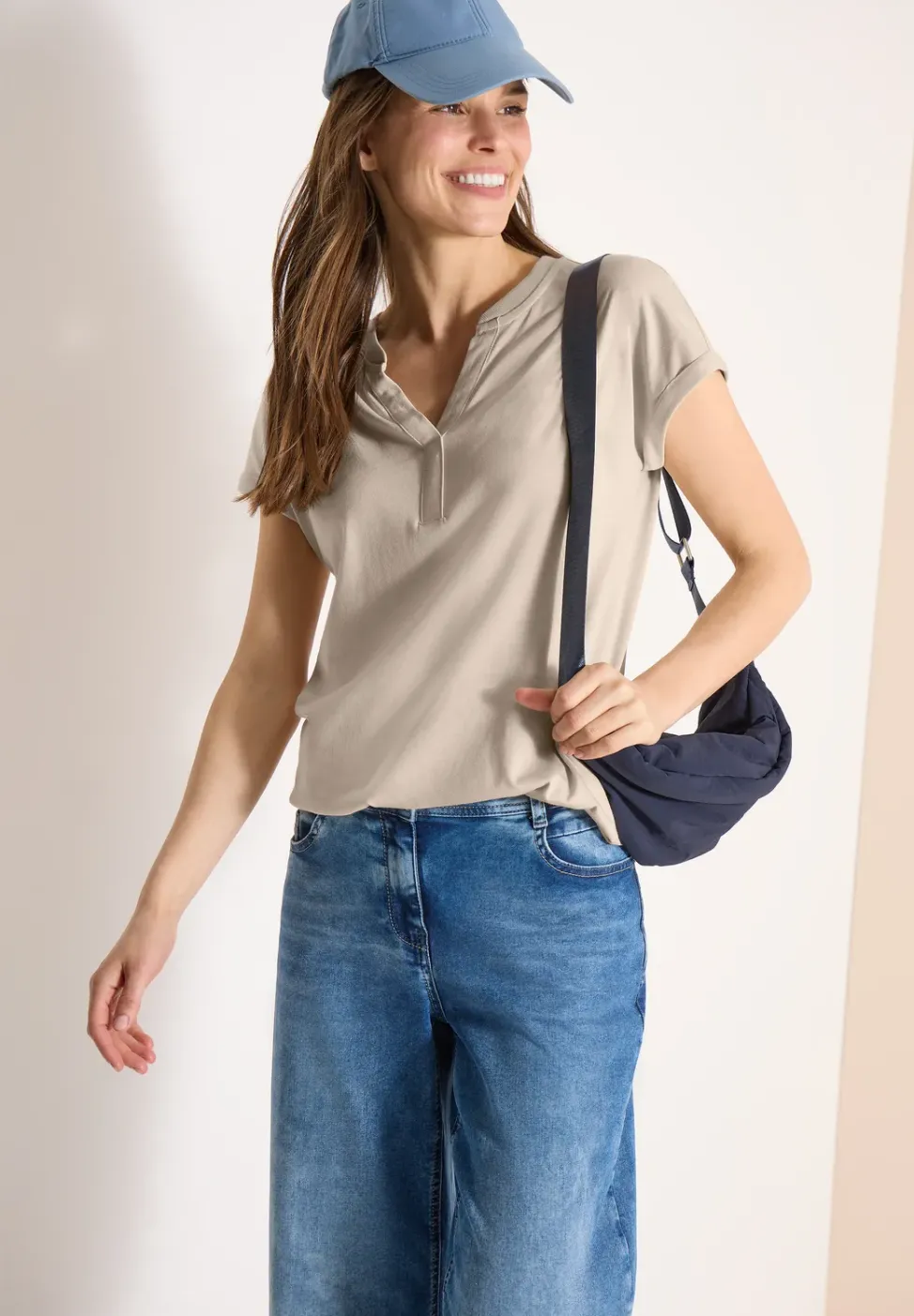Shirt mit Split Neck im Tunika-Look