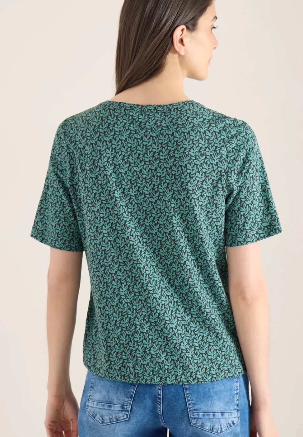Shirt mit Split Neck und Print