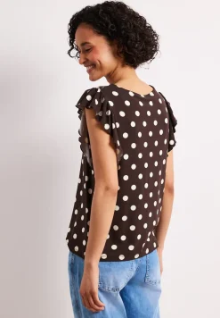 Shirt mit V-Neck und Volant-Ärmeln