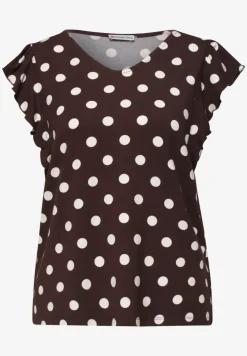 Shirt mit V-Neck und Volant-Ärmeln