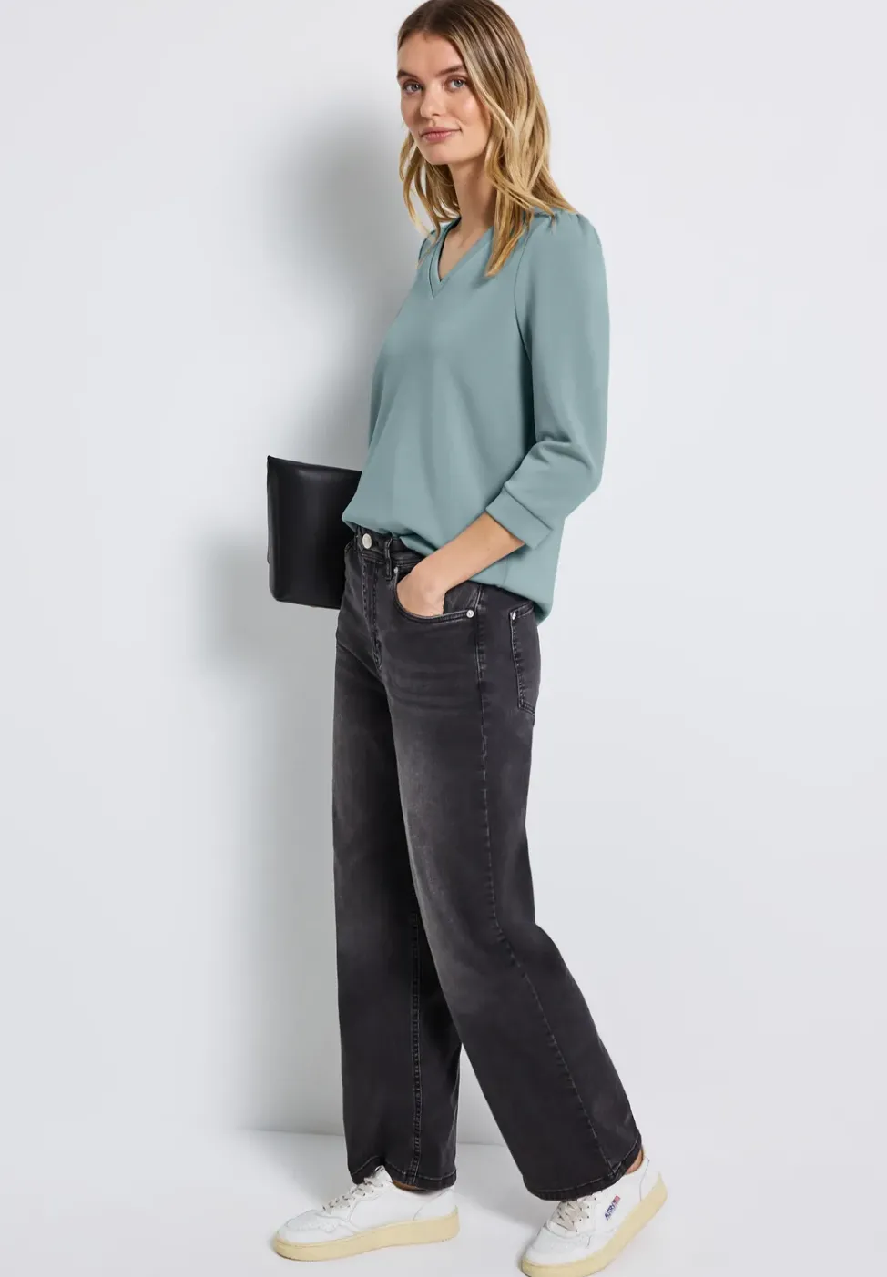 Silk-Look Shirt mit Raffung
