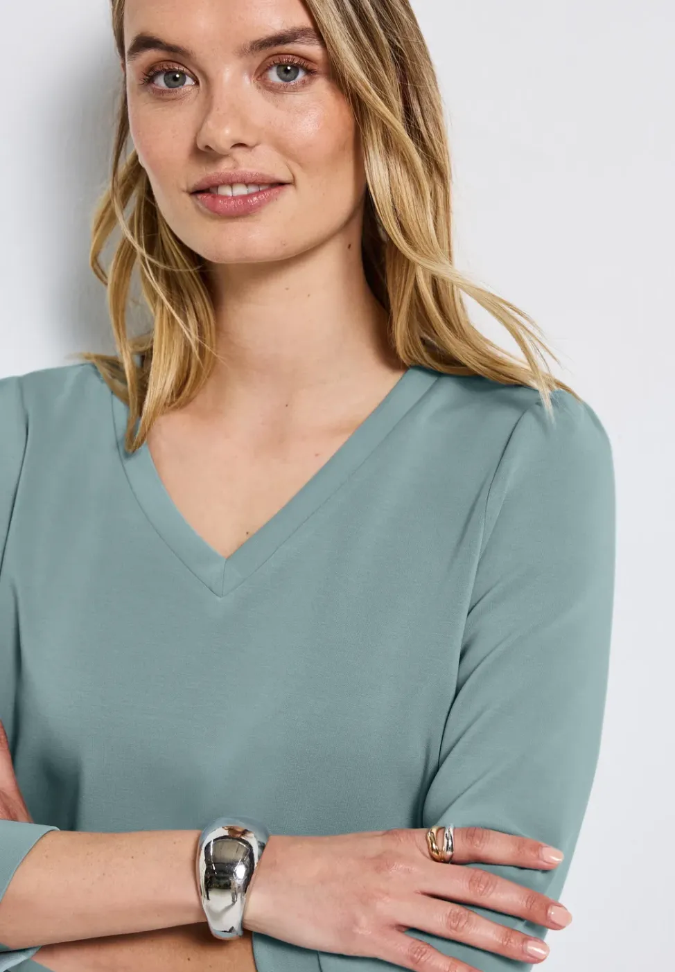 Silk-Look Shirt mit Raffung