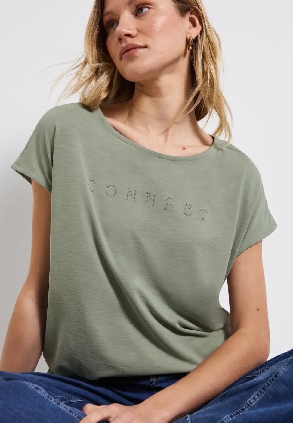 Silk-Look Shirt mit Wording