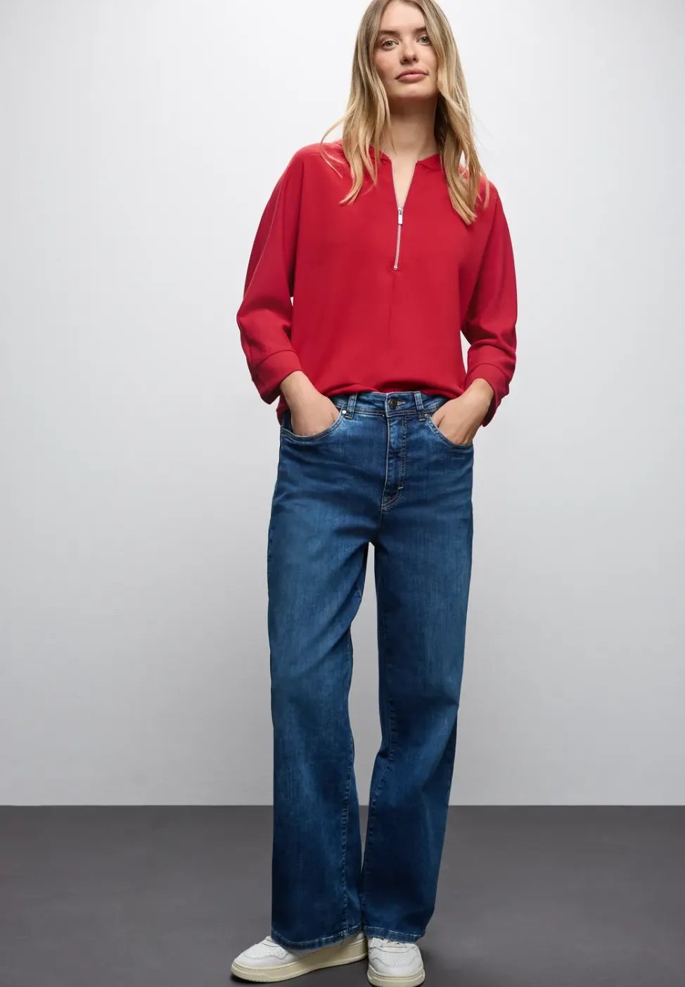 Silk-Look Shirt mit Zipper