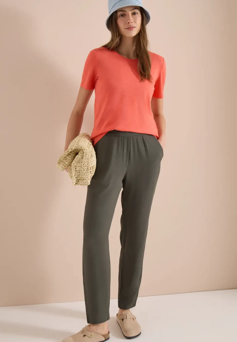Slim Leg Hose im Loose Fit mit Struktur