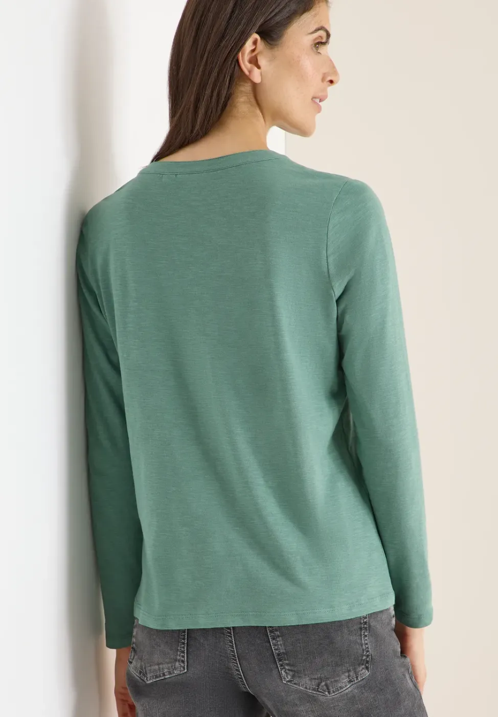 Split Neck Langarmshirt