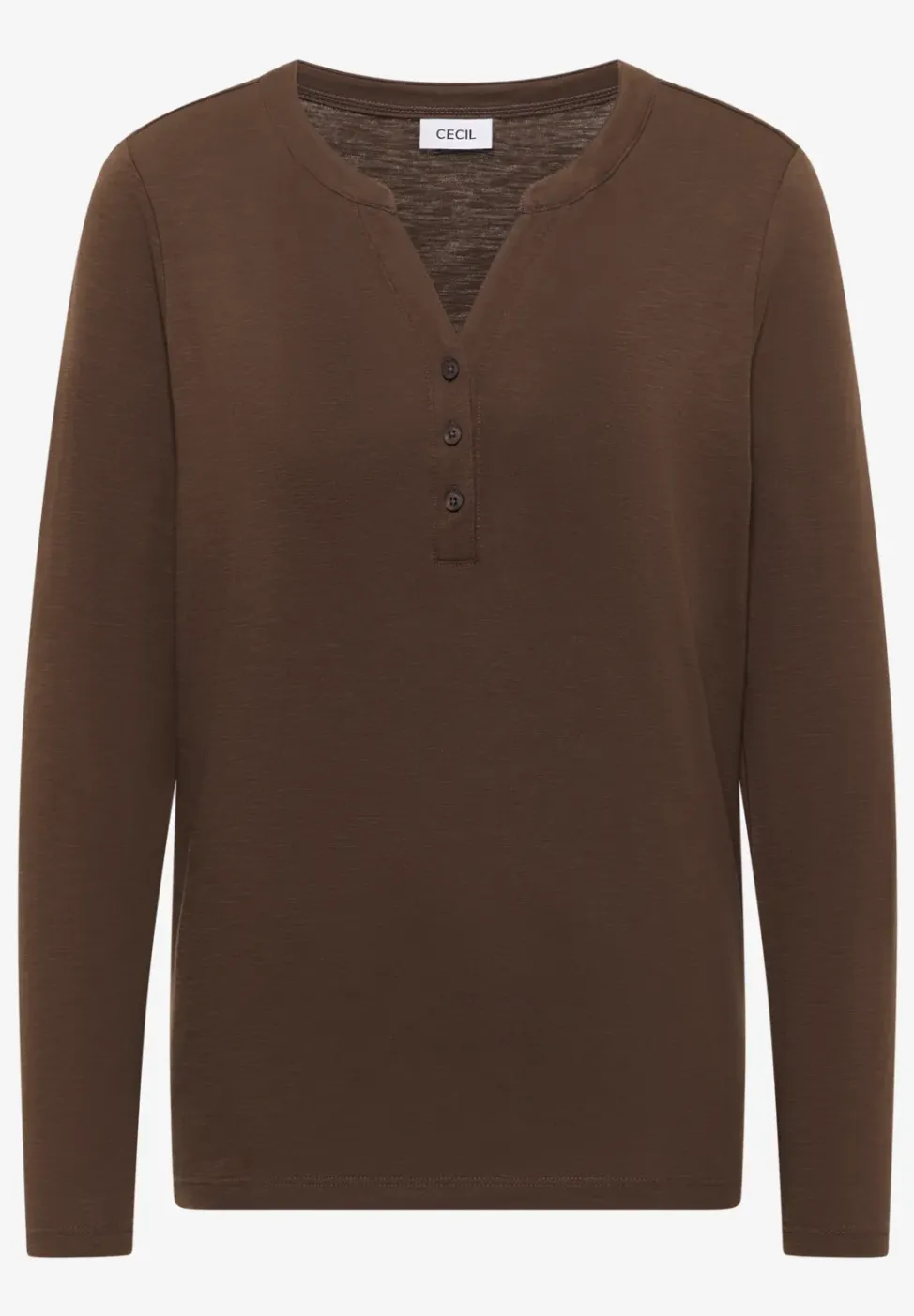 Split Neck Langarmshirt