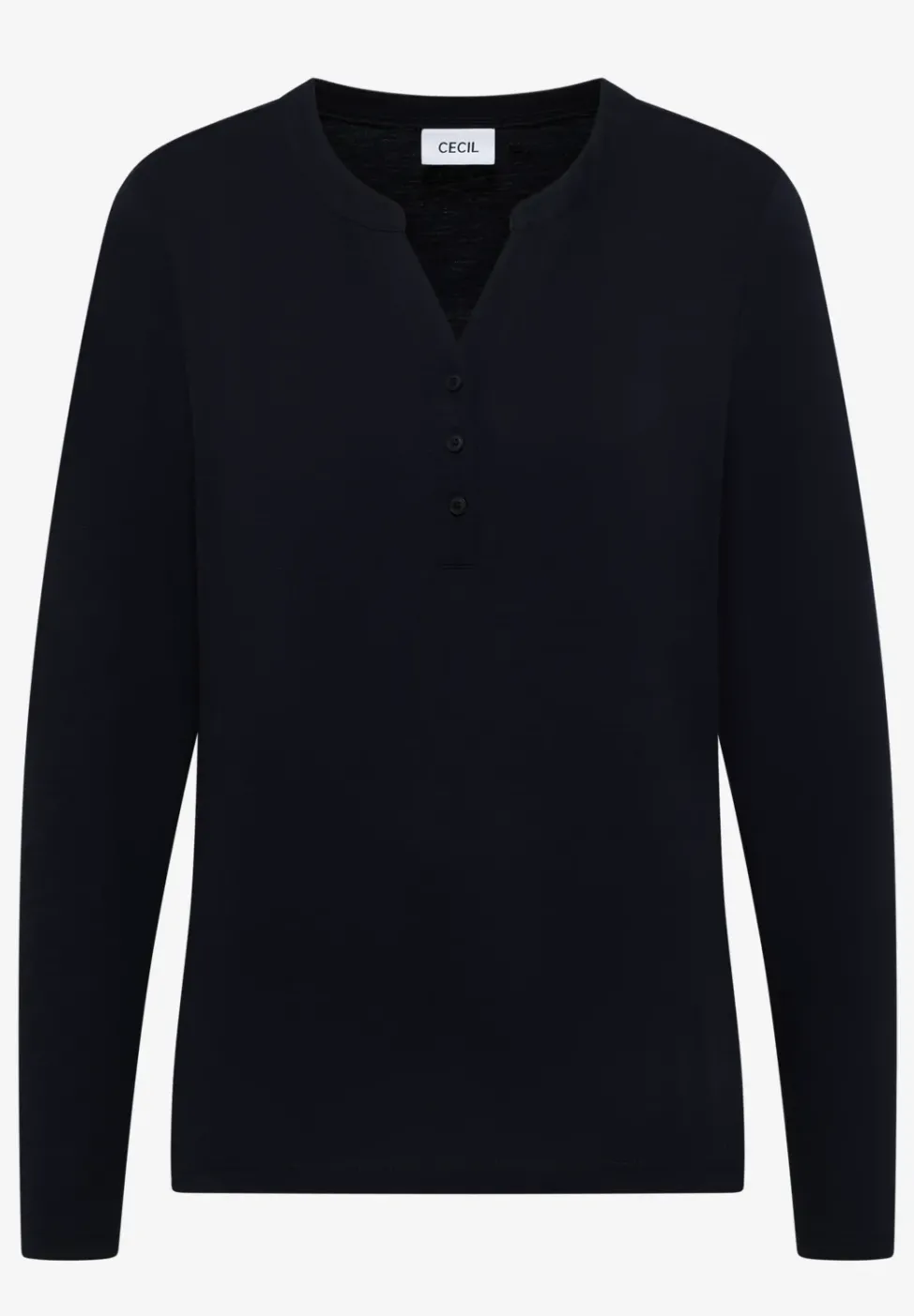 Split Neck Langarmshirt