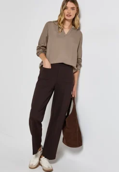 Split Neck Bluse mit Tape