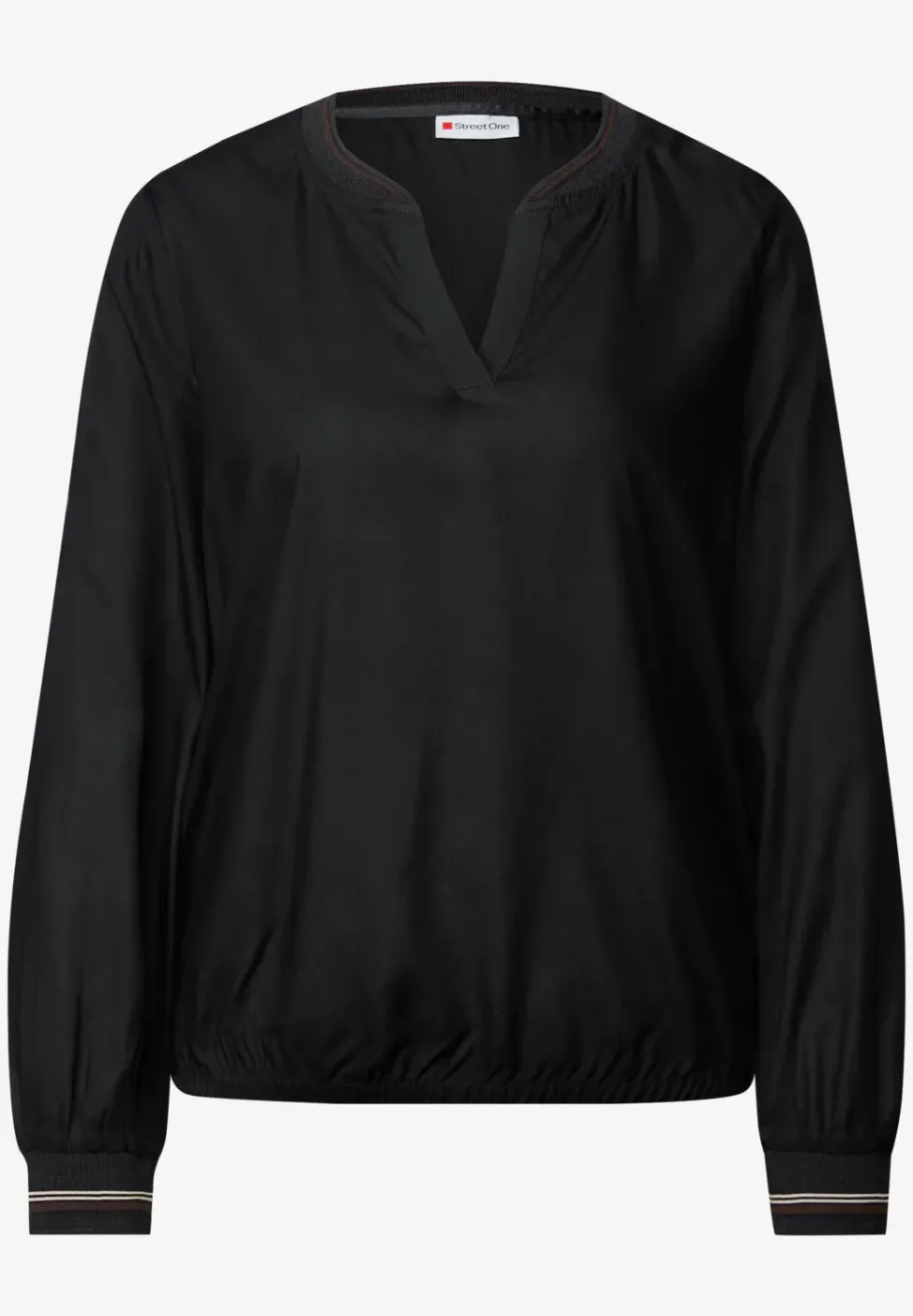 Split Neck Bluse mit Tape