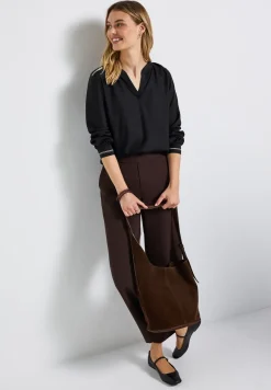Split Neck Bluse mit Tape