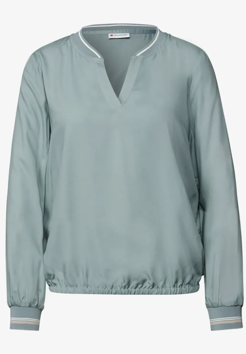 Split Neck Bluse mit Tape