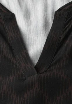 Split Neck Bluse mit Tape