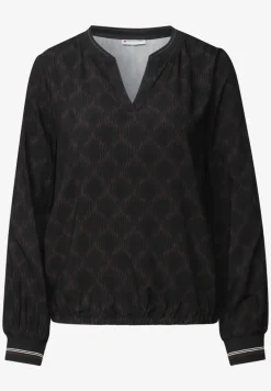 Split Neck Bluse mit Tape