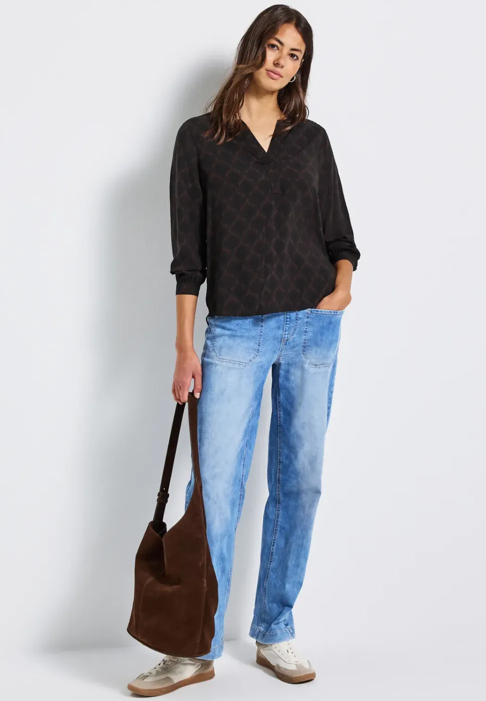 Split Neck Print-Tunika
