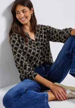 Split Neck Print-Tunika