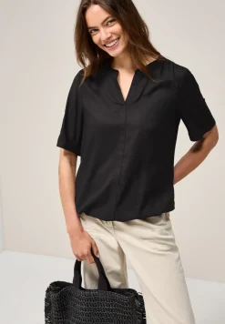 Split Neck Viskose-Bluse