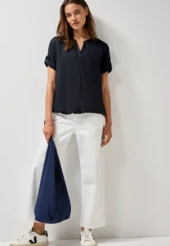 Split Neck Viskose-Bluse