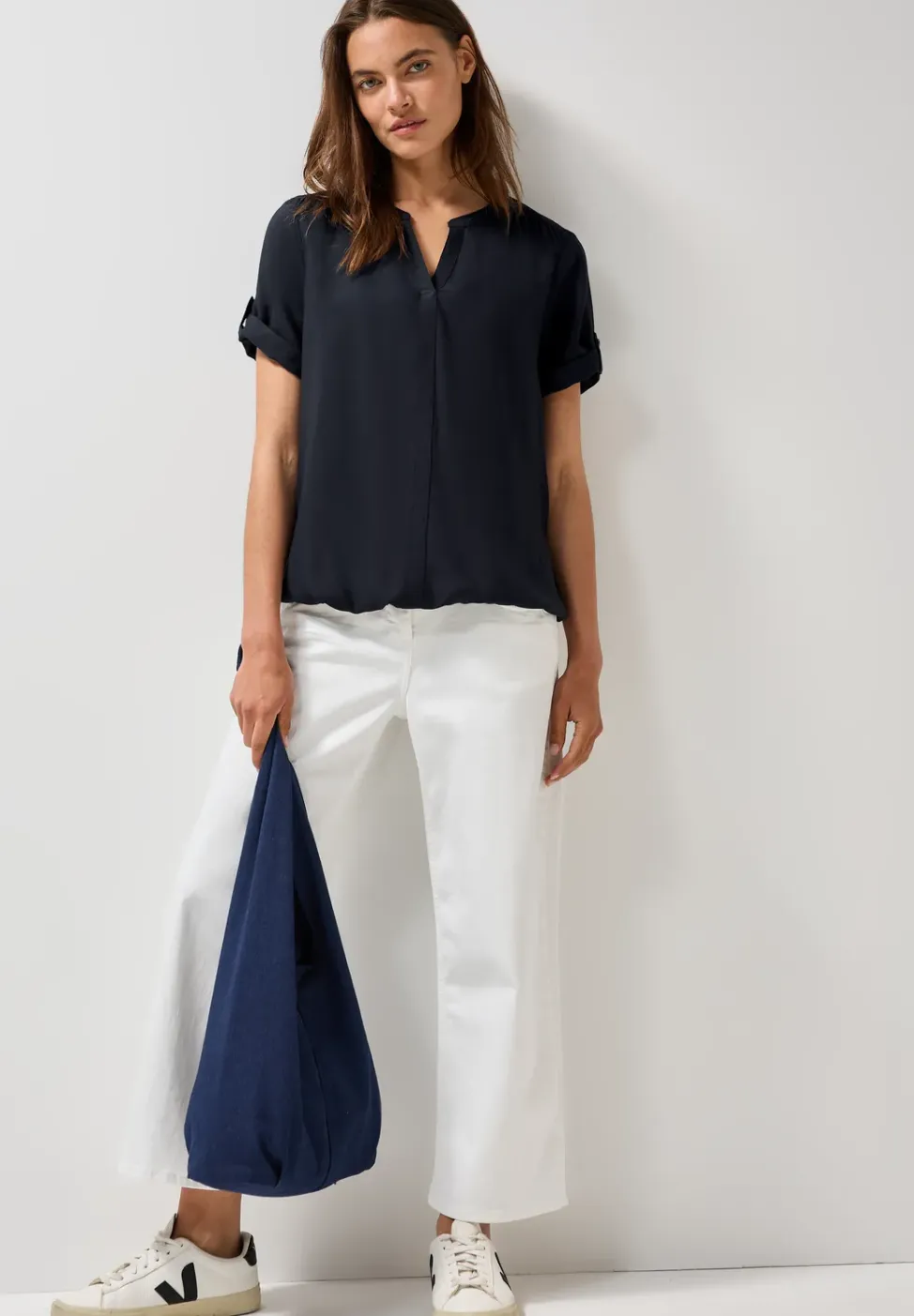 Split Neck Viskose-Bluse
