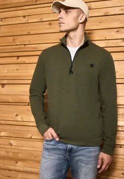 Strukturpullover mit Troyer