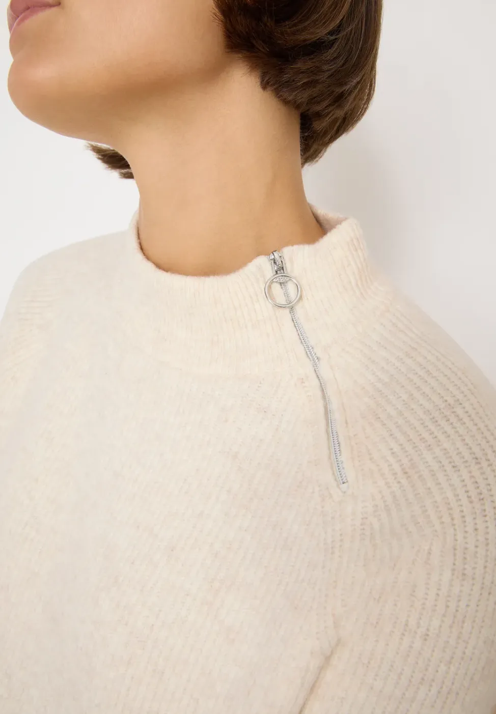 Strukturpullover mit Zipper