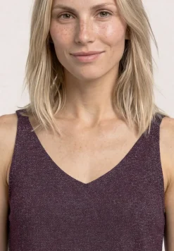 Top mit V-Neck und Glitzerdetails