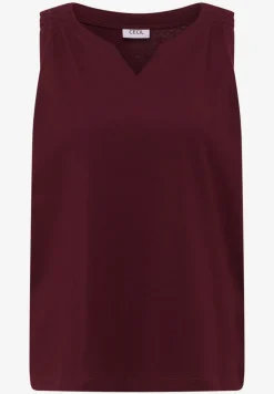 Top mit Split Neck in Unifarbe