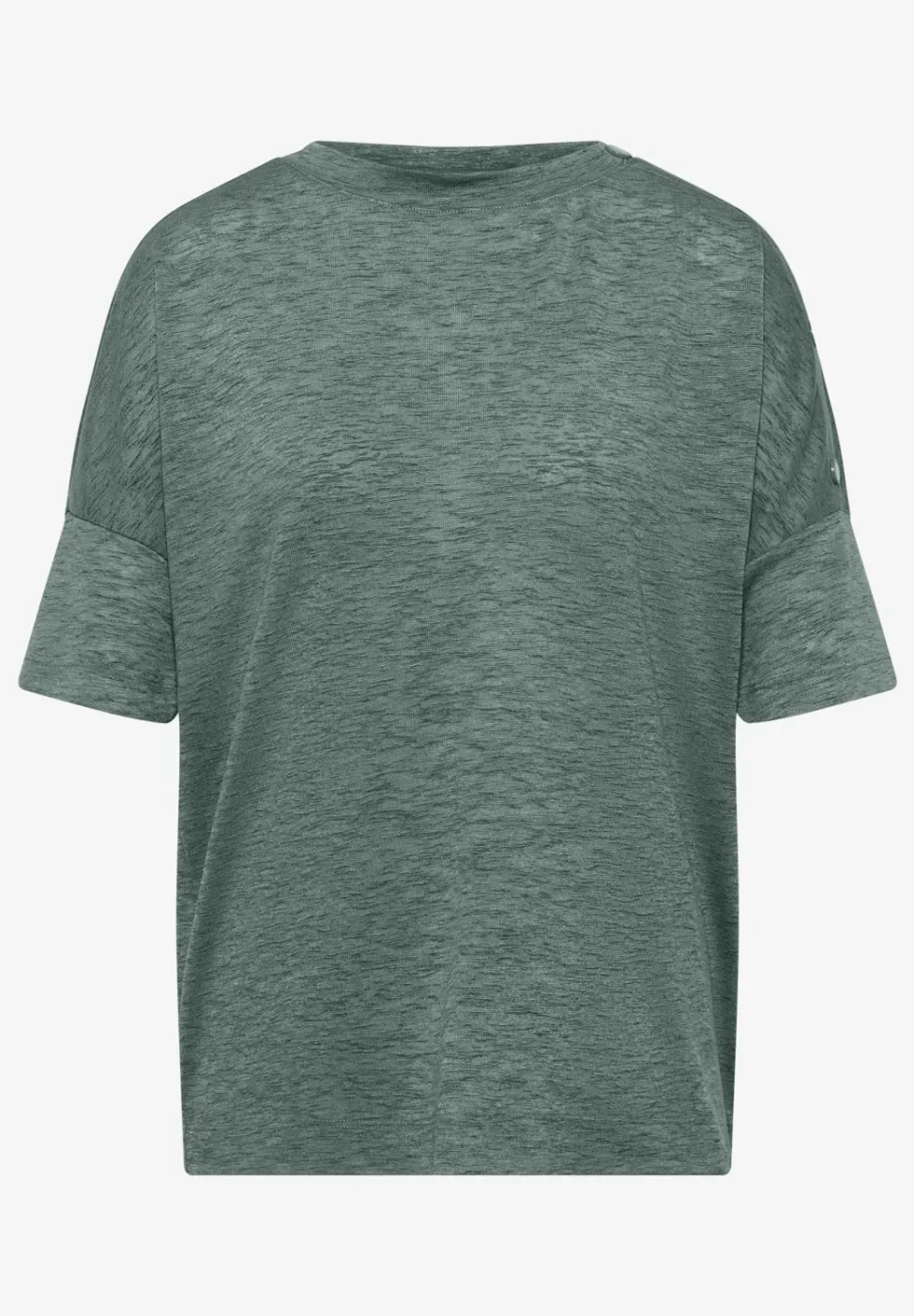 T-Shirt in Leinen-Optik mit Knöpfen
