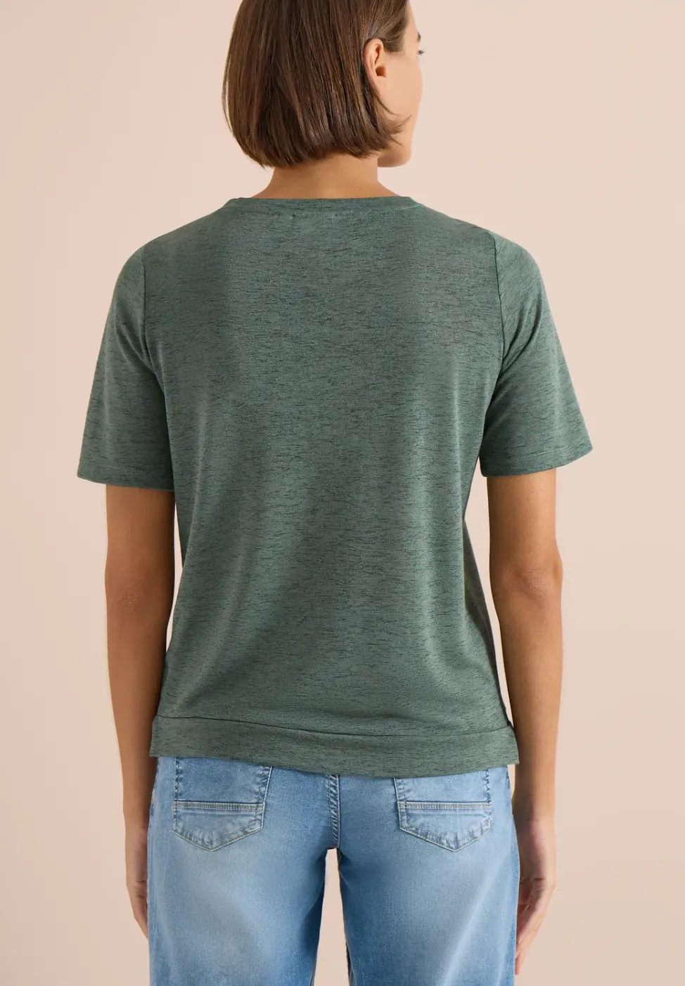 T-Shirt in Leinen-Optik mit Print