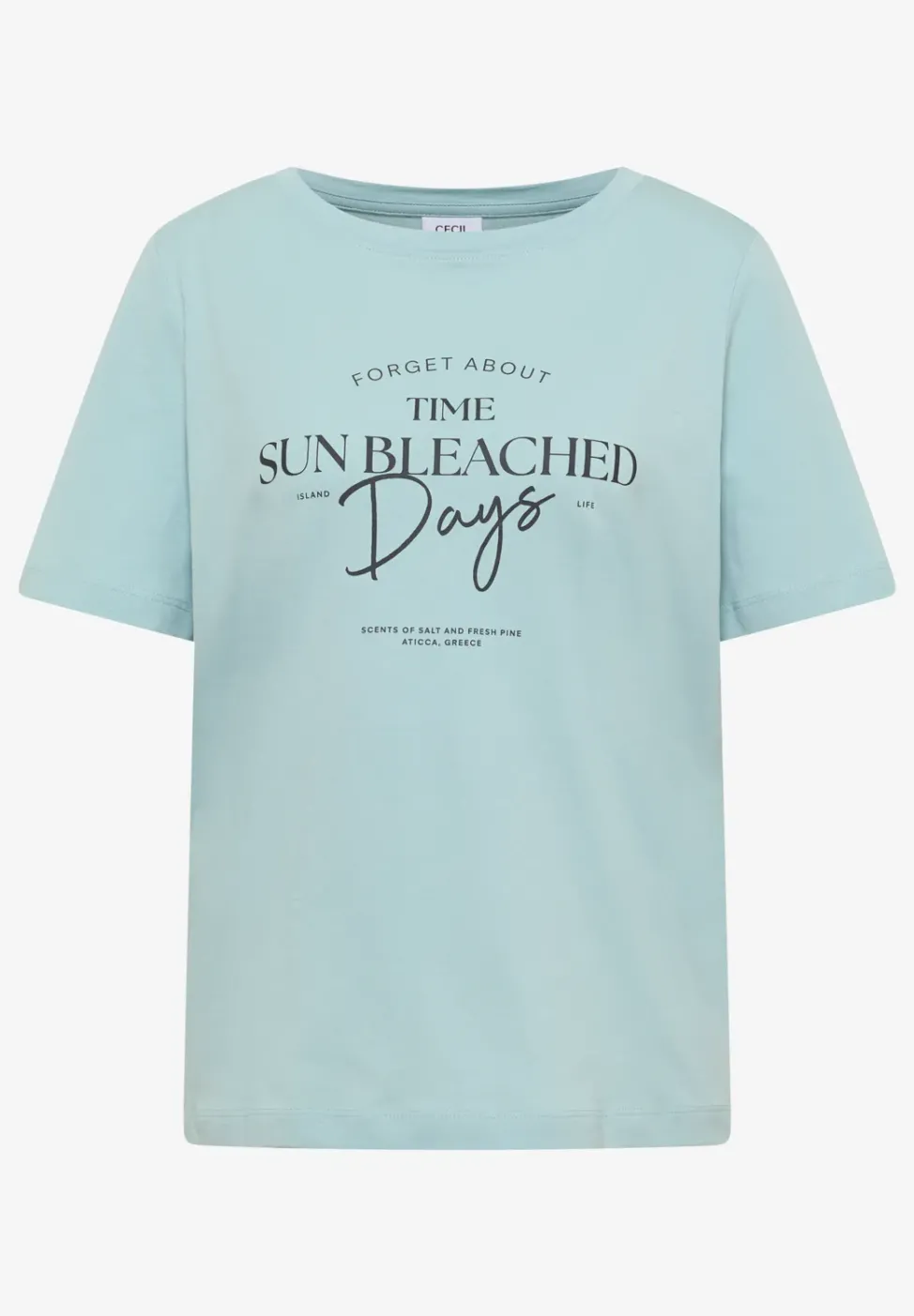 T-Shirt mit Boat Neck und Wording Artwork