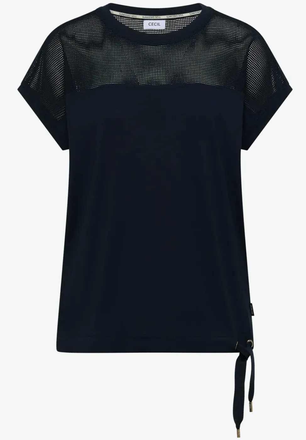 T-Shirt mit Boatneck und Mesh-Einsatz