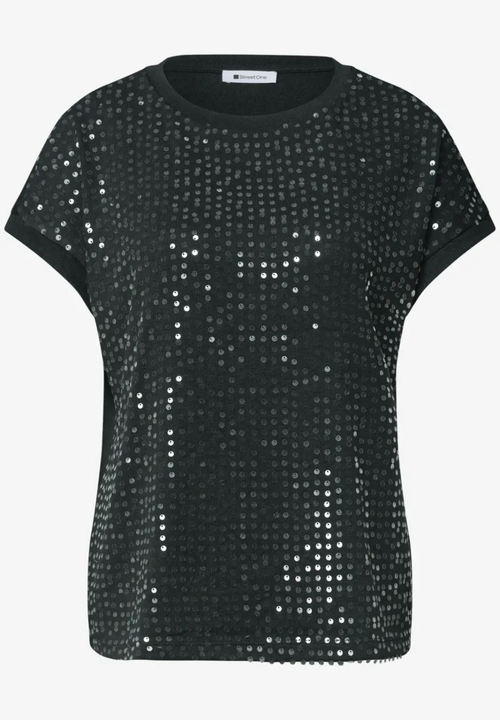 T-Shirt mit Rundhals und Pailletten