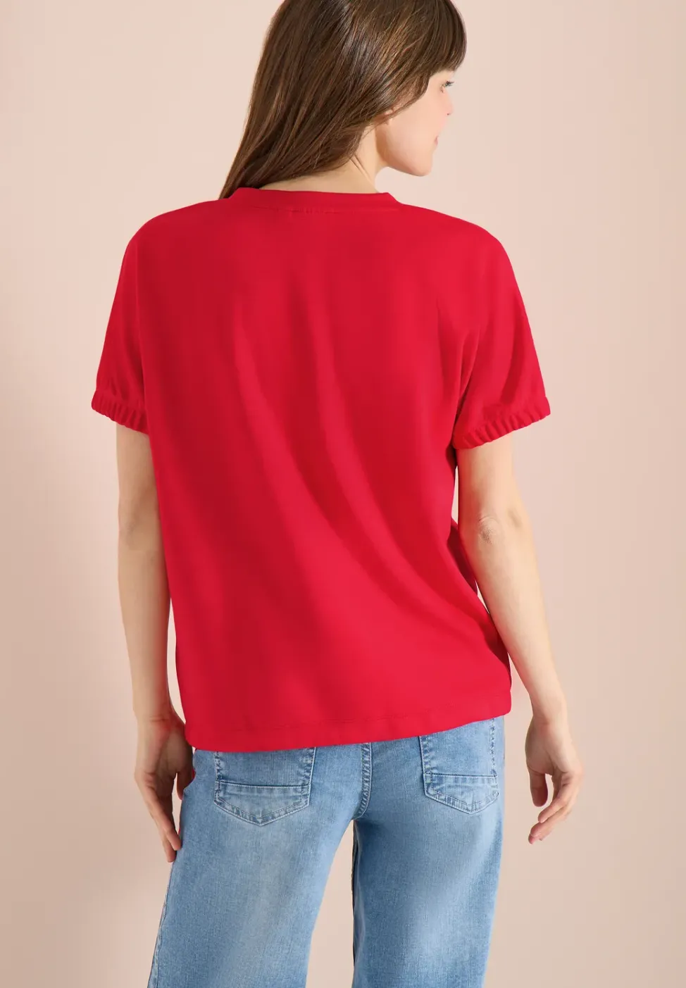 T-Shirt mit Rundhals und Raffung