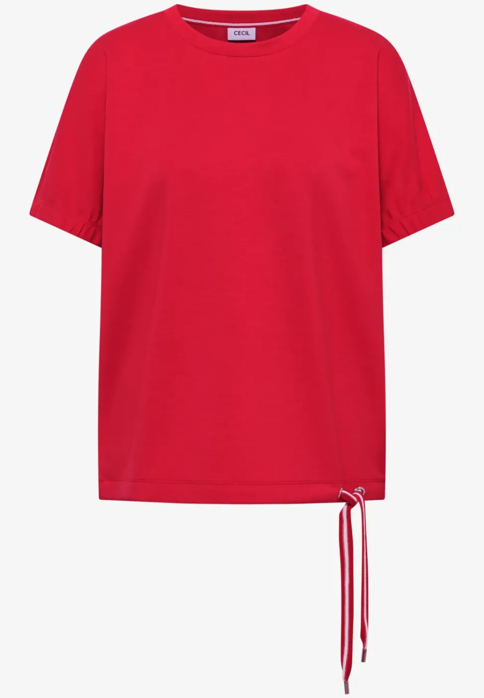 T-Shirt mit Rundhals und Raffung
