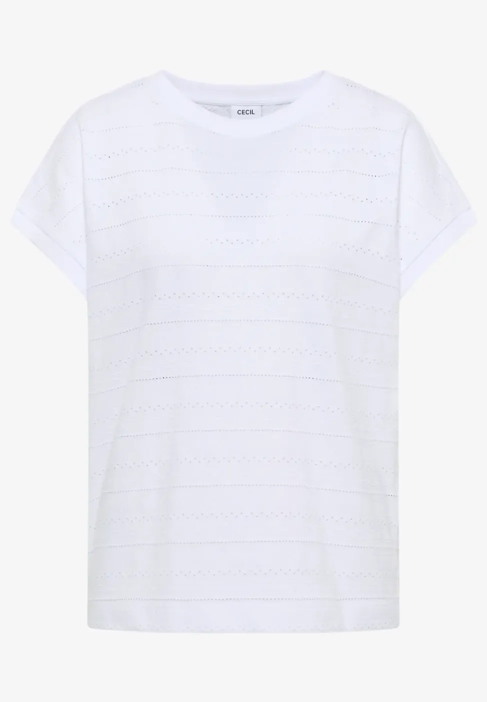 T-Shirt mit U-Boot-Ausschnitt und Struktur