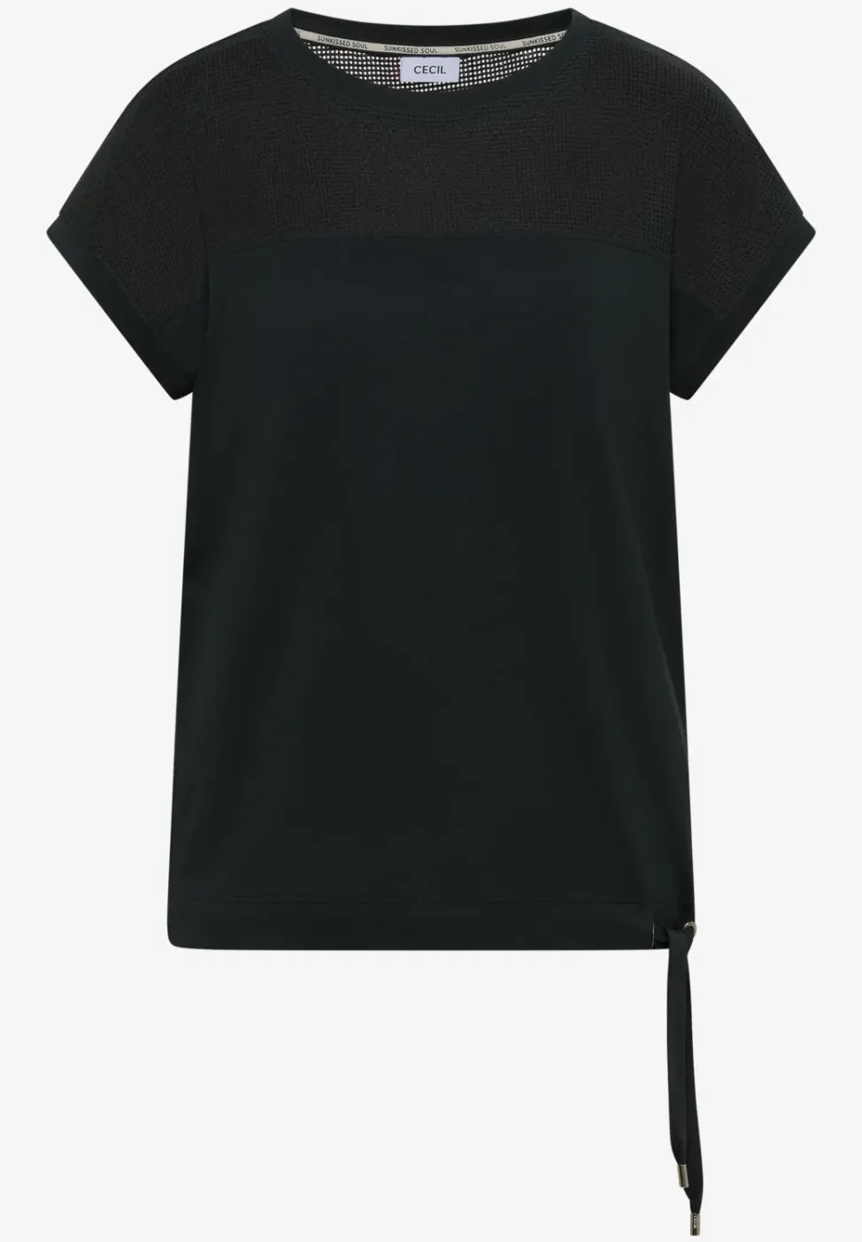 T-Shirt mit Boatneck und Mesh-Einsatz