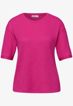 T-Shirt mit Rundhals im Strick-Look