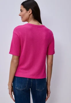T-Shirt mit Rundhals im Strick-Look