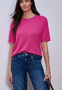 T-Shirt mit Rundhals im Strick-Look