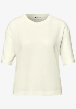 T-Shirt mit Rundhals im Strick-Look