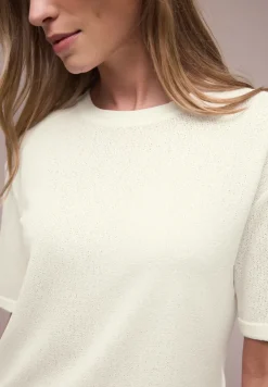 T-Shirt mit Rundhals im Strick-Look