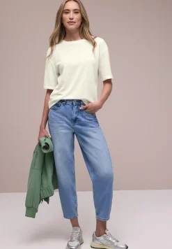 T-Shirt mit Rundhals im Strick-Look